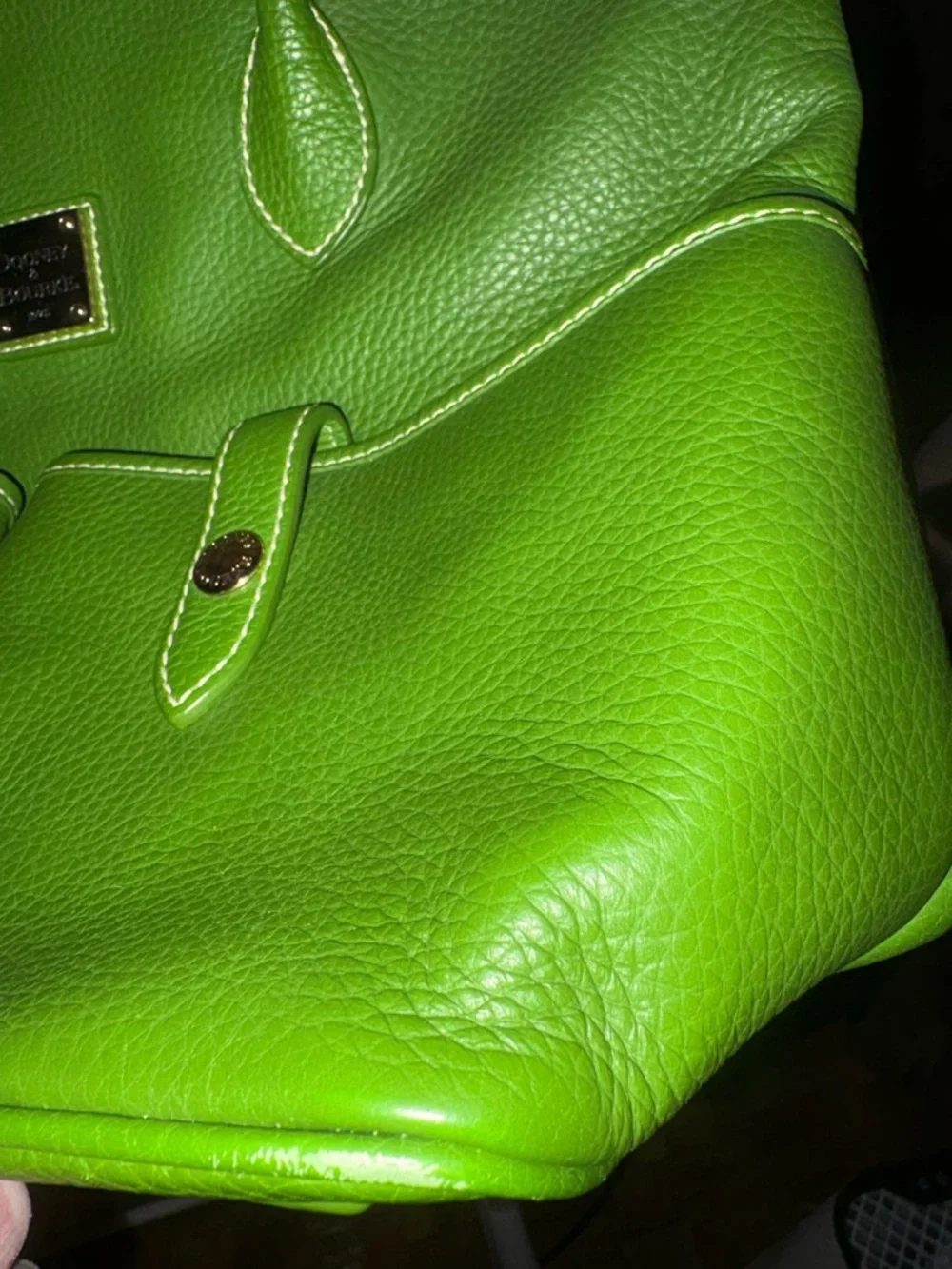 Dooney and Bourke Green Leather Crescent Tote Bag